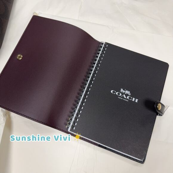 NWT Coach Snap Notebook cz198 Walnut Black Signature Canvas/Smooth leather - Picture 3 of 6